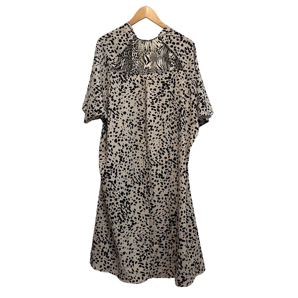 Umgee Kimono Duster Animal Print Black‎ Cream Short Sleeves Sheer Flowy Long M L